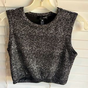 Aqua silver crop top XS